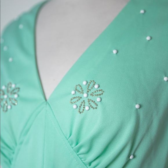 60’s Vintage Seafoam Green Gown - Picture 9 of 15
